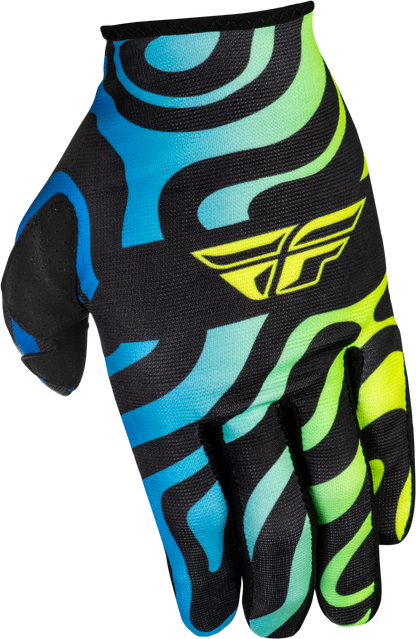 Fly Racing Lite Zen Gloves Black/Blue/Hi Vis 2X - Lightweight Race Gloves with Touch Screen Compatibility