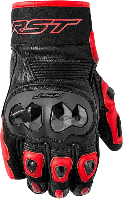 RST Freestyle 3 D3o Leather Motorcycle Gloves - Level 1 KP Certified, Black/Red, Large