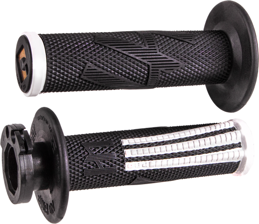 ODI Emig2 Pro V2 Lock-On Grip Black/White – Signature MX Handlebar Grip with Soft Compound and Aluminum Reinforced Ends