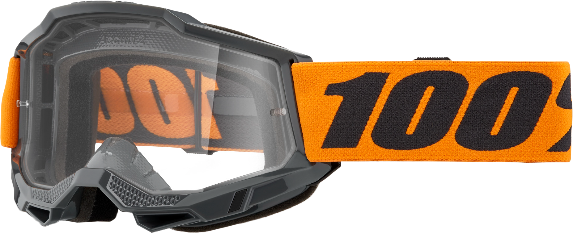 100-Percent Strata 2 Goggle Neon Orange Clear Lens - Premium Performance Riding Eye Wear