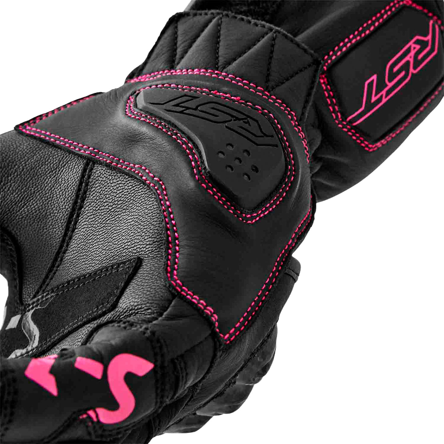 RST Women’s S1 Leather Glove Black and Pink, Large - Part Number 103653PNK-08
