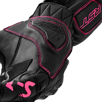 RST Women’s S1 Leather Glove Black and Pink, Large - Part Number 103653PNK-08