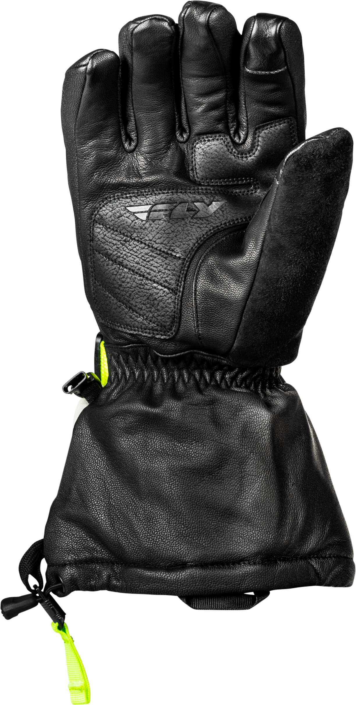 Fly Racing Glacier Gloves Black/Grey/Hi Vis Small - Weatherproof Leather Gauntlet Gloves