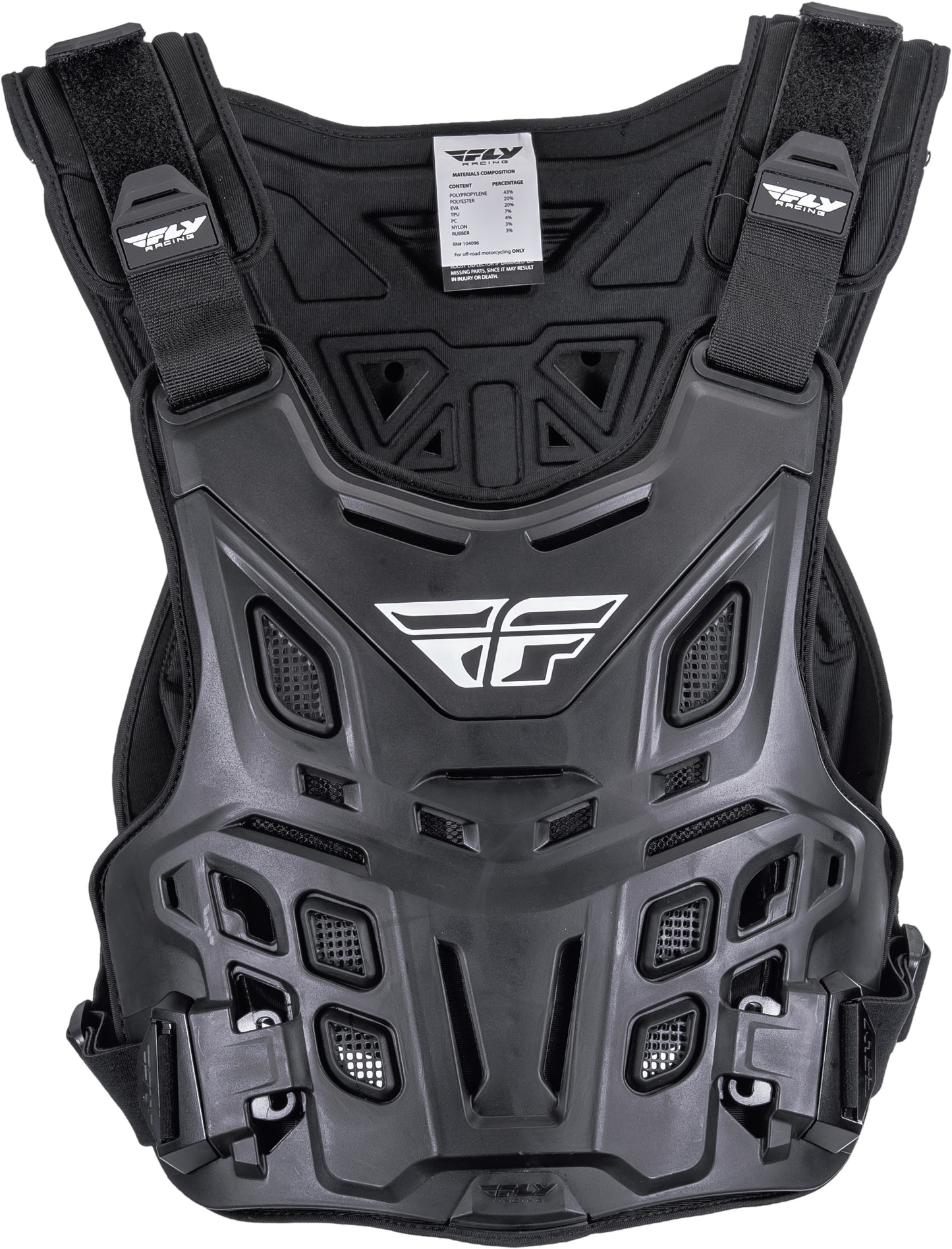 Fly Racing Revel Race Roost Guard Black - Impact-Resistant Chest Protector with BioFoam and CE Certification