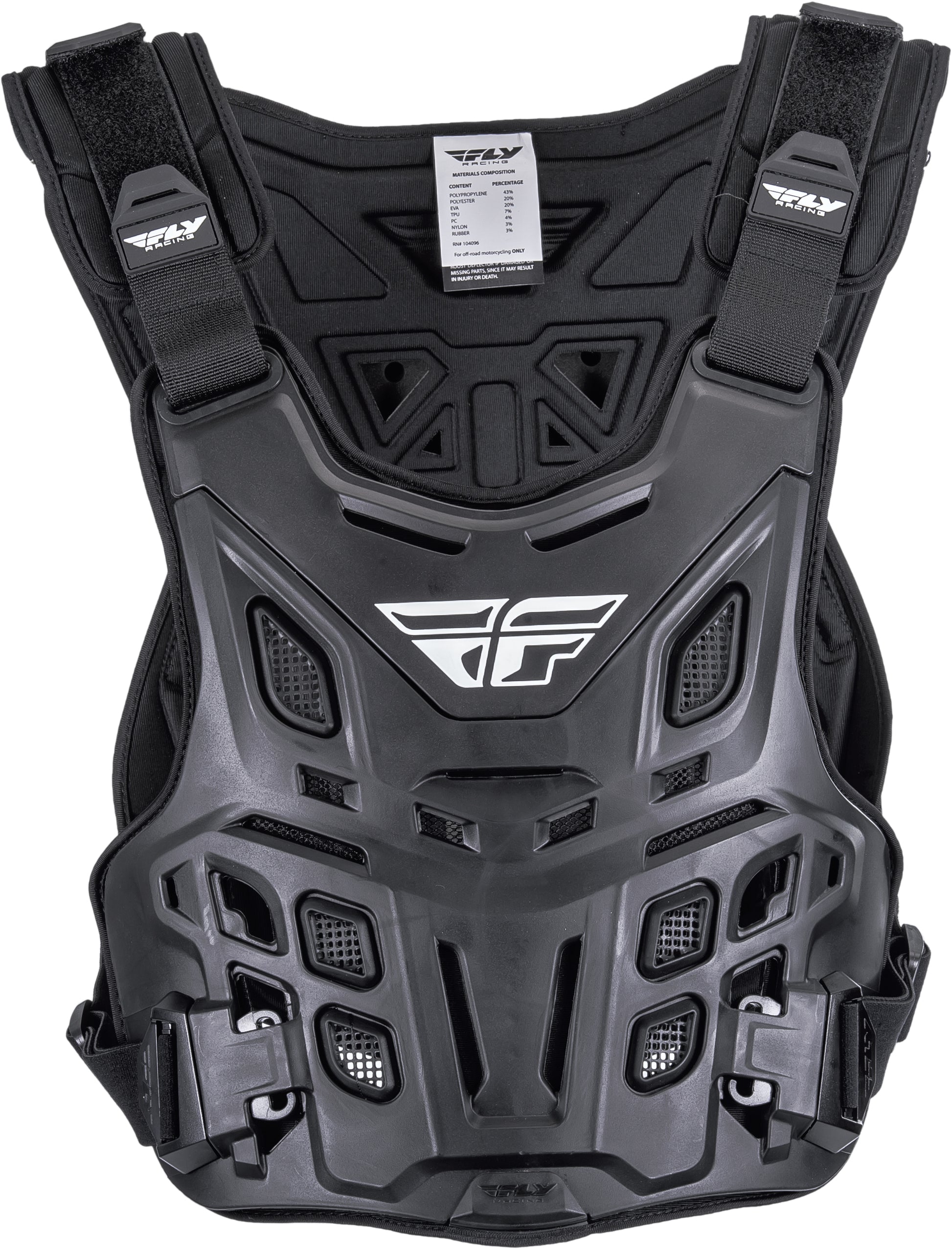 Fly Racing Revel Race Roost Guard Black - Impact-Resistant Chest Protector with BioFoam and CE Certification