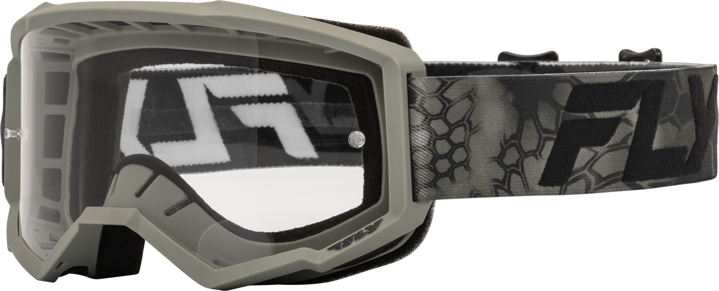 FLY RACING YOUTH FOCUS SE KRYPTEK GOGGLE MOSS GREY/BLACK W/ CLEAR LENS'LENS