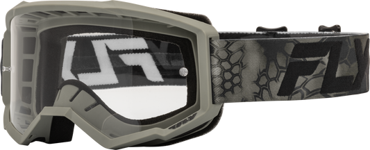 FLY RACING YOUTH FOCUS SE KRYPTEK GOGGLE MOSS GREY/BLACK W/ CLEAR LENS'LENS