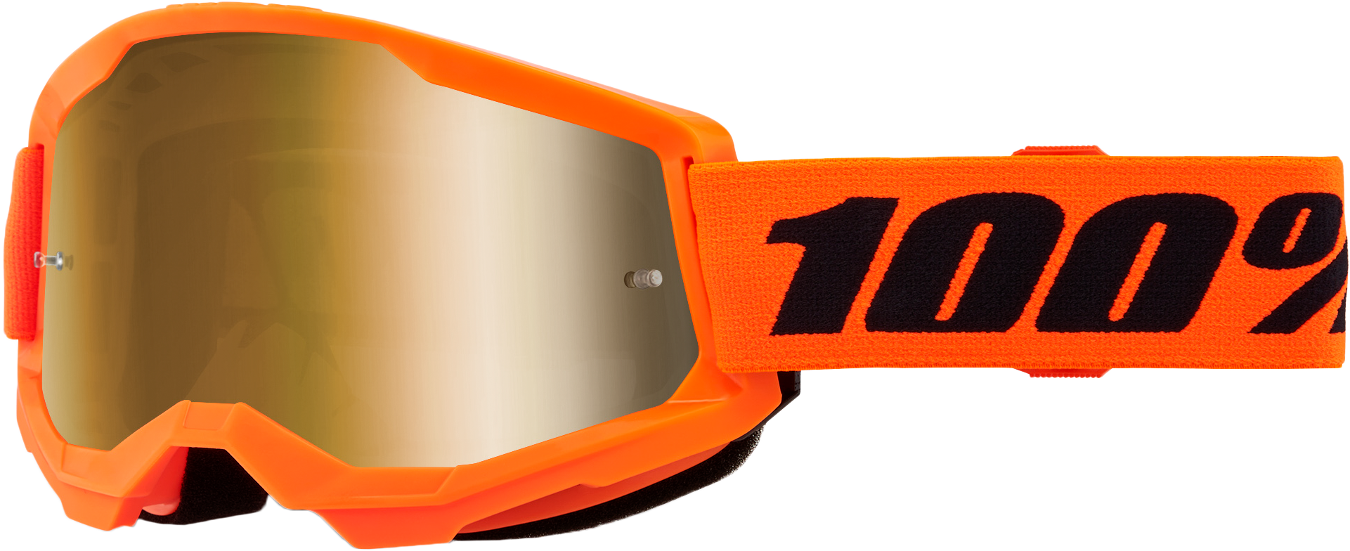 100-Percent Strata 2 Goggle Neon Orange Mirror Gold Lens