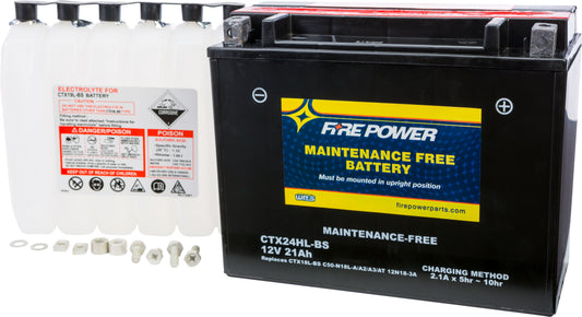Fire Power CTX24HL-BS Maintenance-Free Sealed Battery for Motorcycles and ATVs