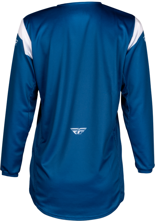 Fly Racing Youth Kinetic Stoke Jersey Navy/White YXL - Performance Motocross Jersey for Kids