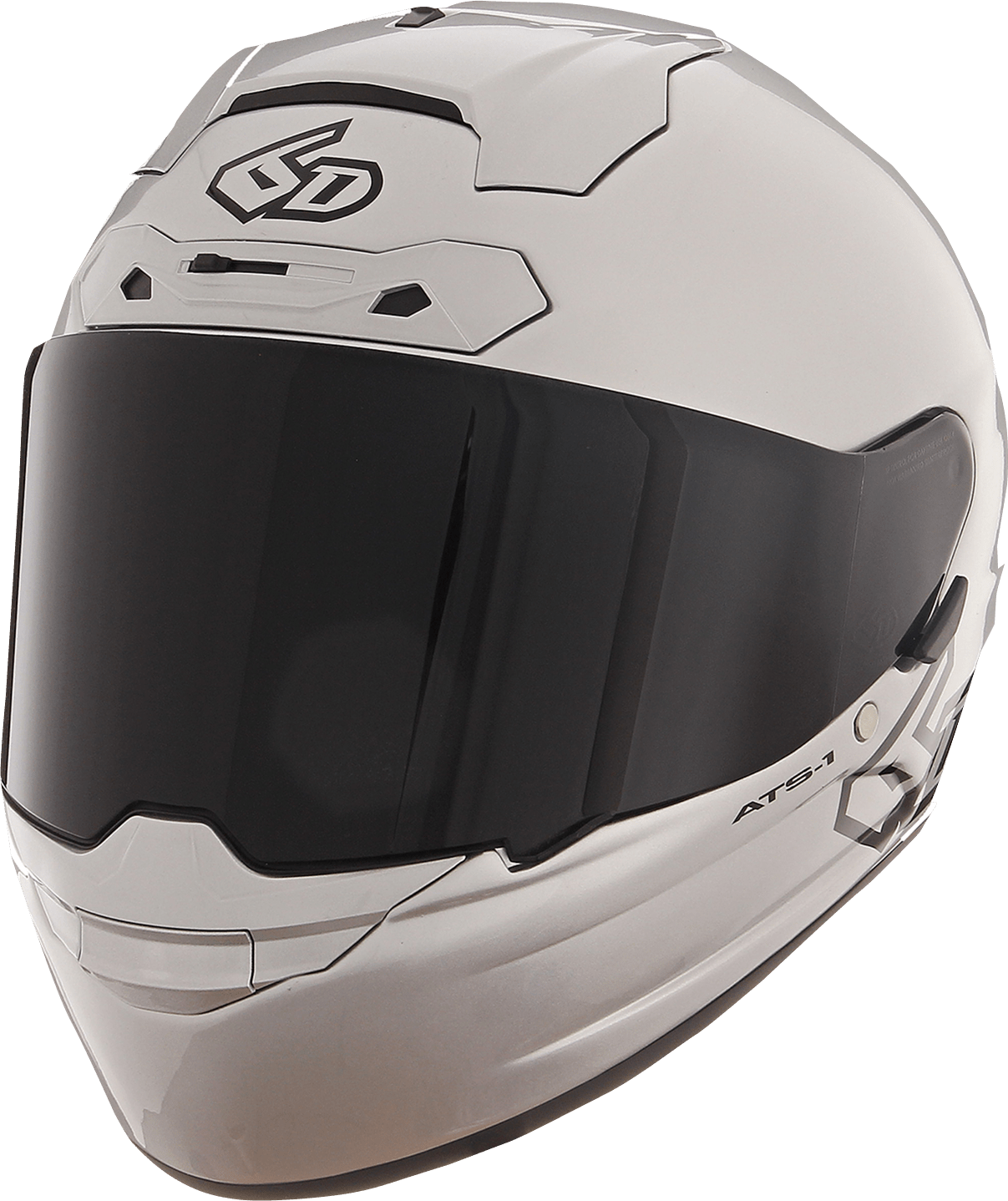 6D Helmets ATS-1R Gloss Silver Helmet - Large with Advanced Safety and Ventilation Features - Kelly Motorsports