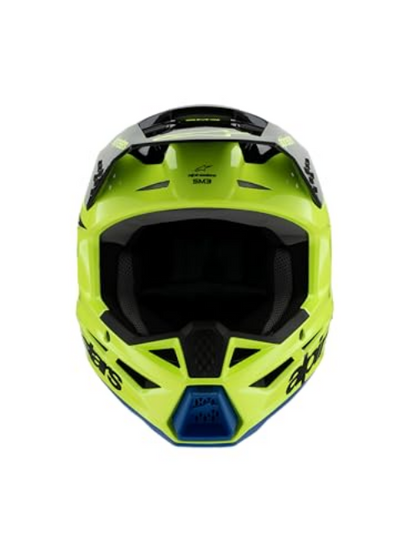 Alpinestars S-M3 Youth Moto Helmet (Yellow Fluo/Black/Blue, Youth Small)