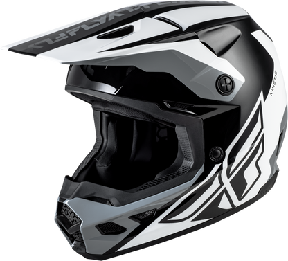 FLY Racing Kinetic Crest Helmet Black/White/Grey - Size Large