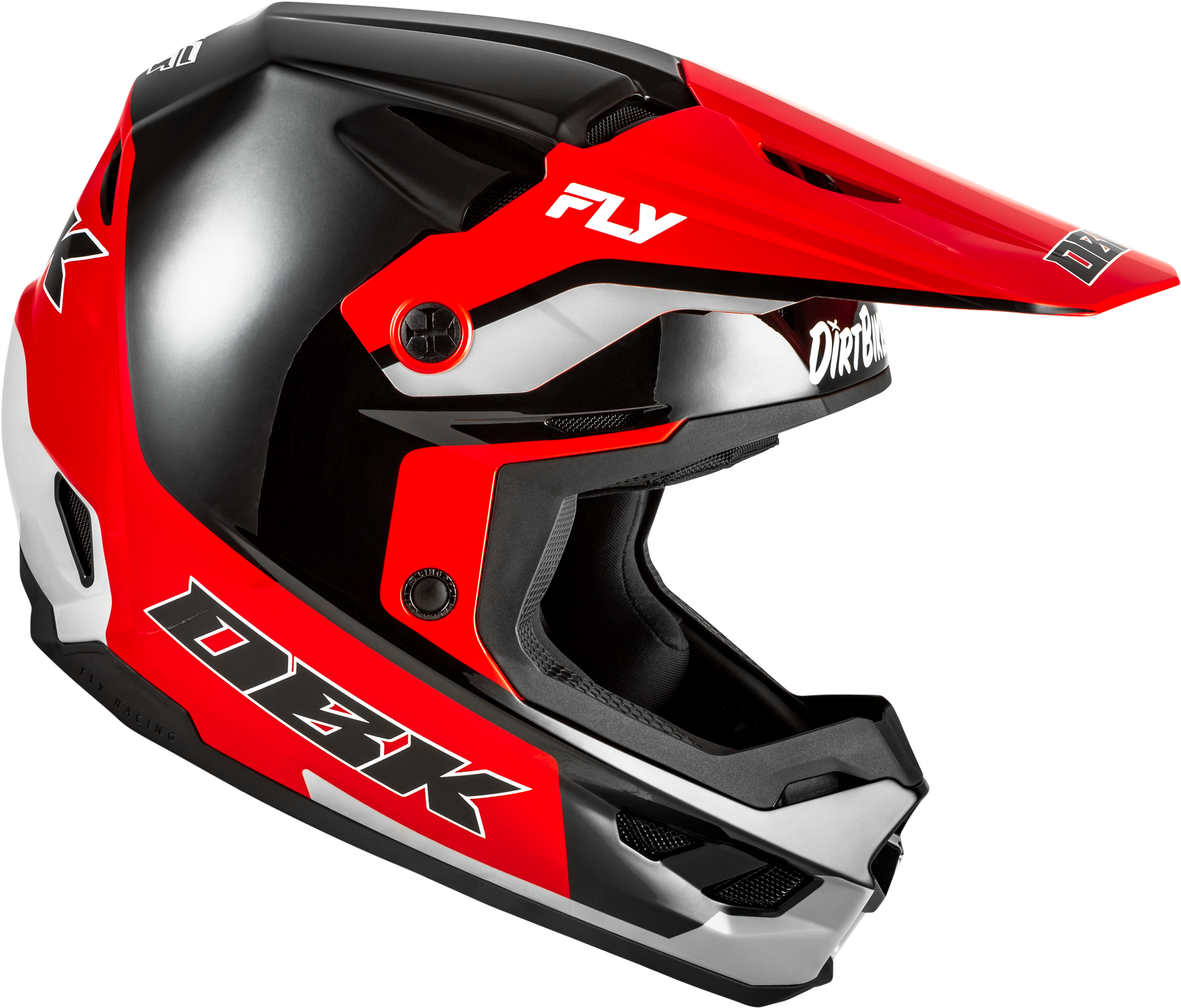 Fly Racing Kinetic DBK Helmet Black/Red/Grey - Part Number 73-86782X, Lightweight Off-Road Motorcycle Helmet with Advanced Ventilation