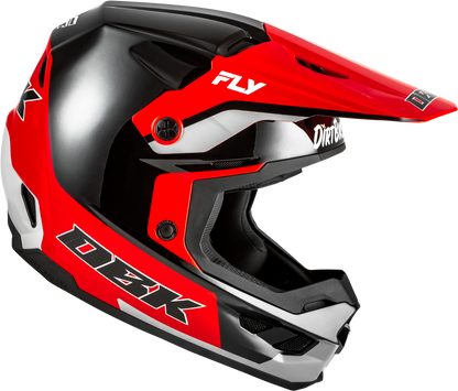 Fly Racing Kinetic DBK Helmet Black/Red/Grey - Part Number 73-86782X, Lightweight Off-Road Motorcycle Helmet with Advanced Ventilation