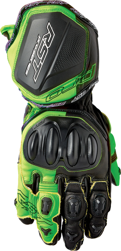 RST Pro Series GP D3O Gloves Black and Flo Green Leather Size Small