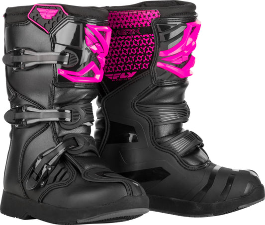 FLY RACING YOUTH MAVERIK BOOTS PINK/BLACK SZ 04'SZ 04