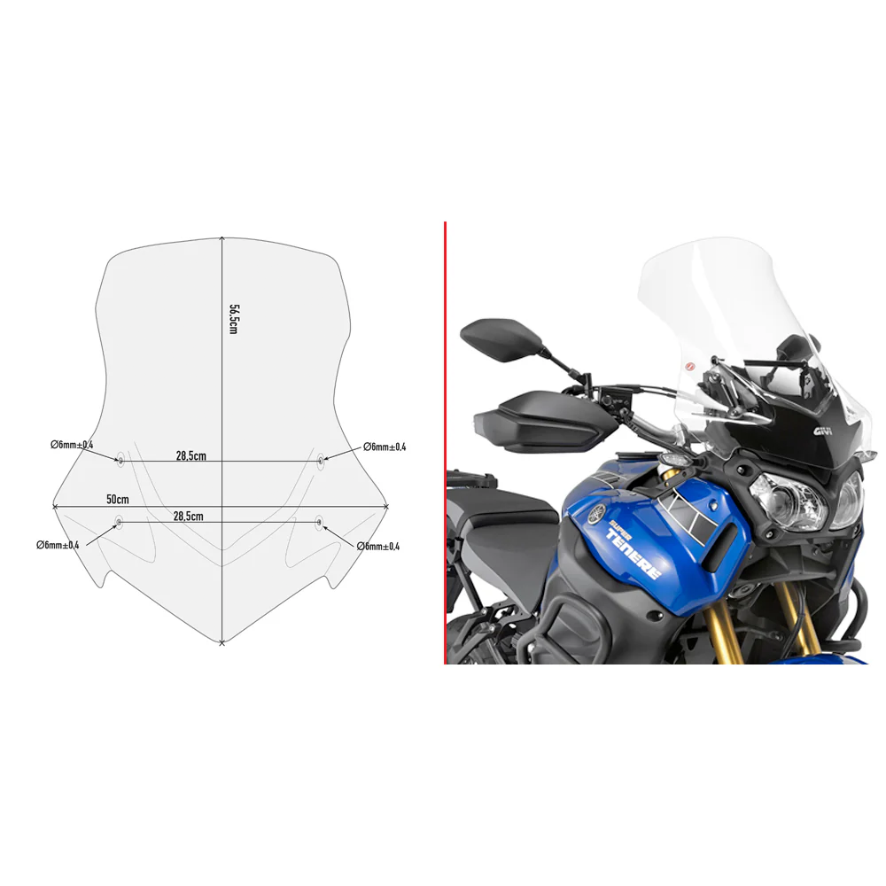 GIVI D2119ST Windshield for Yamaha Motorcycles - Clear, Smoke, and Matte Black Options