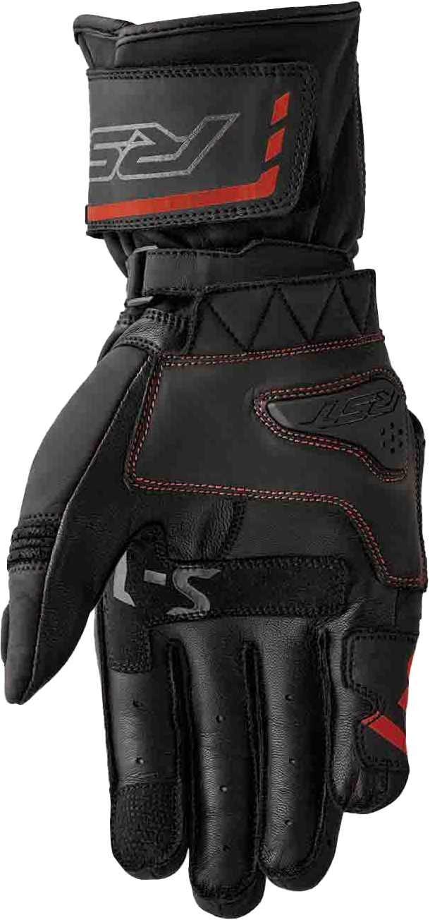 RST S1 Leather Gloves Men’s and Ladies’ Fit with Carbon and TPR Protection - Black and Red, Small