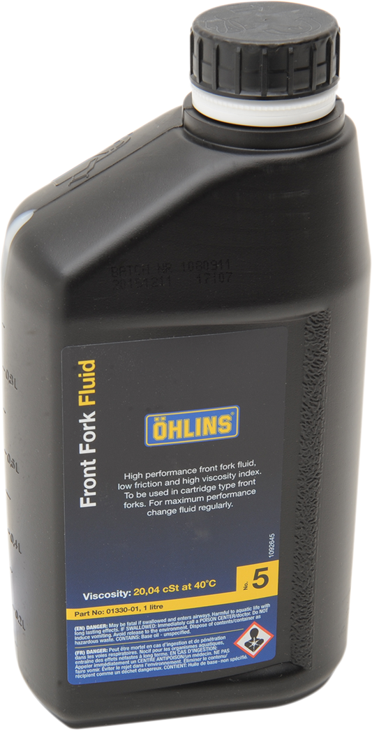 OHLINS 5WT Fork Oil - 1 Liter (Part Number 01330-01)
