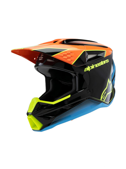 Alpinestars S-M3 Youth Moto Helmet (Black/Orange/Yellow Fluo, Youth Medium)