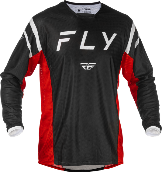 Fly Racing Kinetic Mesh Center Jersey Black/White/Red XL - Breathable MX Riding Jersey