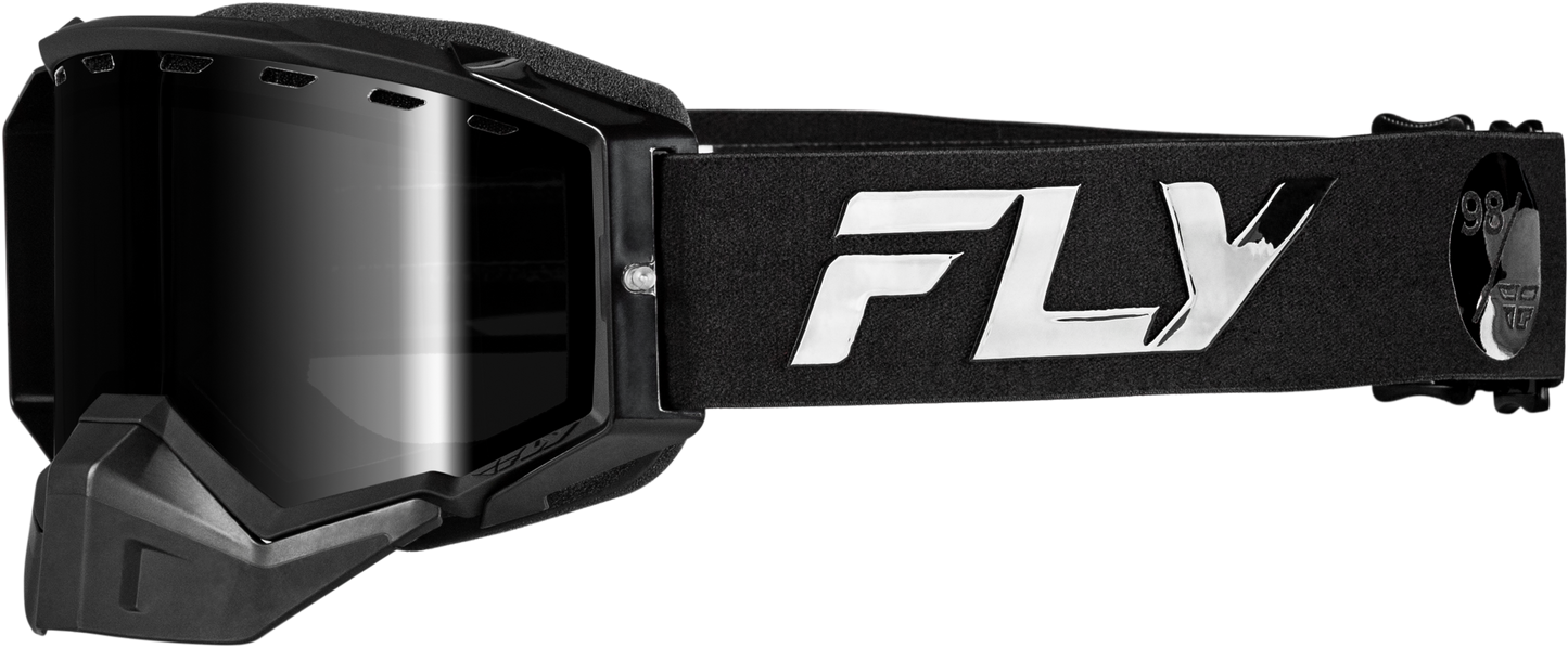 Fly Racing Zone Elite Snow Goggle Black/Black with Mirrored Smoke Lens