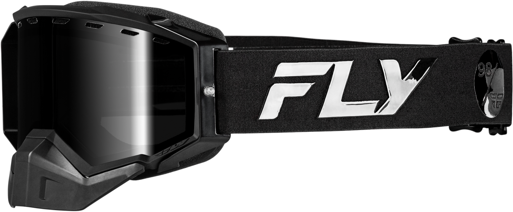 Fly Racing Zone Elite Snow Goggle Black/Black with Mirrored Smoke Lens