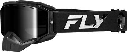 Fly Racing Zone Elite Snow Goggle Black/Black with Mirrored Smoke Lens