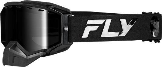 Fly Racing Zone Elite Snow Goggle Black/Black with Mirrored Smoke Lens