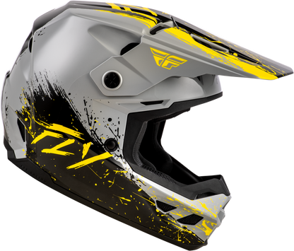 FLY Racing Youth Kinetic Drip Helmet Grey/Black/Yellow – Size Large