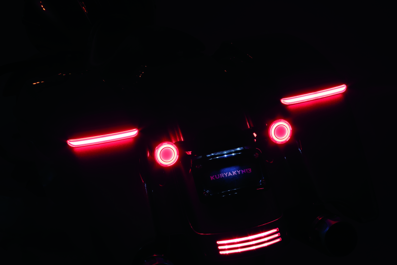 Kuryakyn Tracer LED Rear Turn Signal Inserts with Red/Red Smoke Lens for Harley Davidson Models
