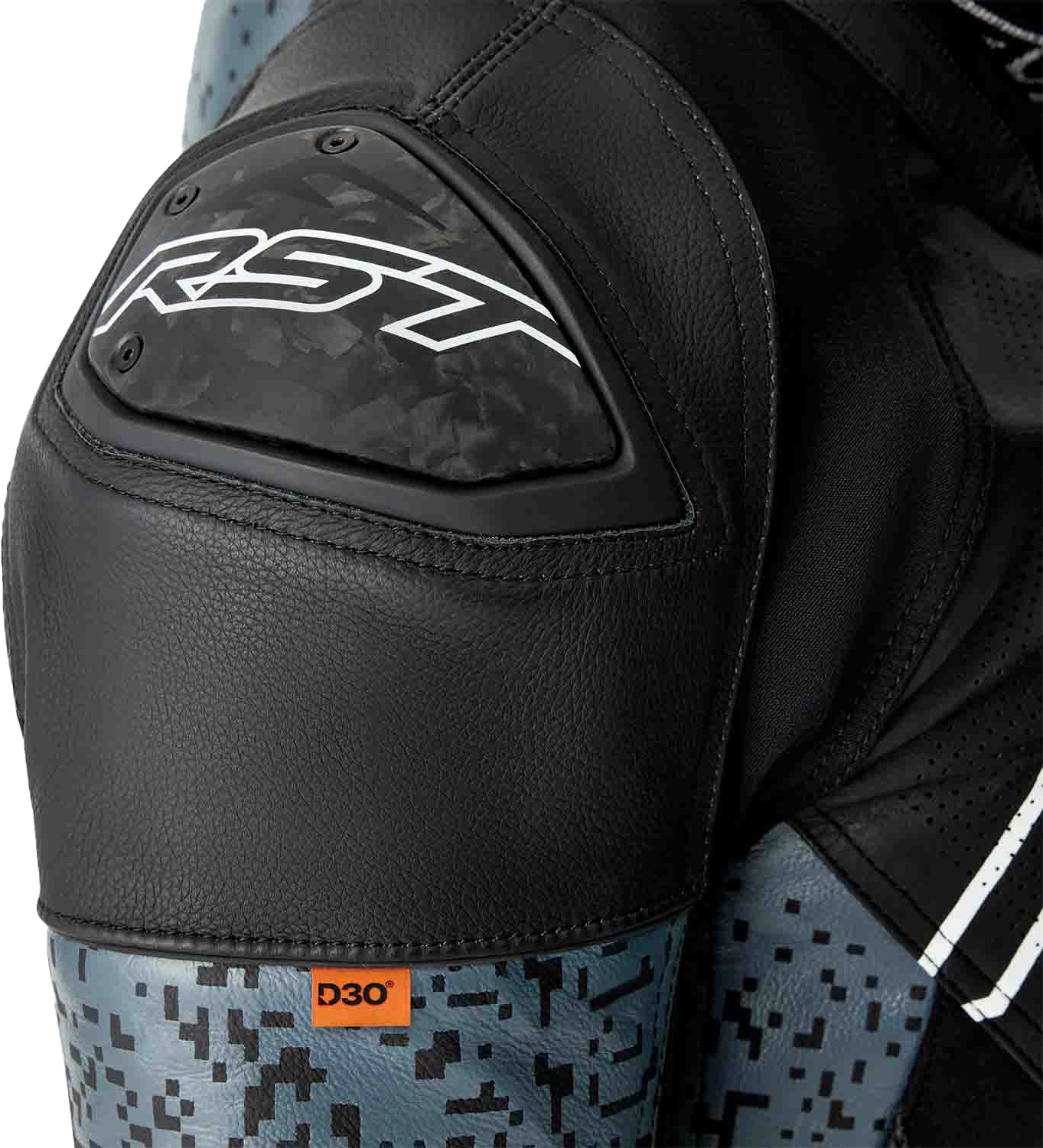 RST Ps Supersport K D3O Leather Motorcycle Jacket – Grey/Black, Size Small