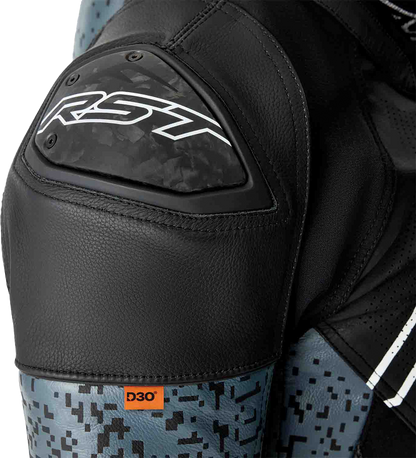 RST Ps Supersport K D3O Leather Motorcycle Jacket – Grey/Black, Size Small
