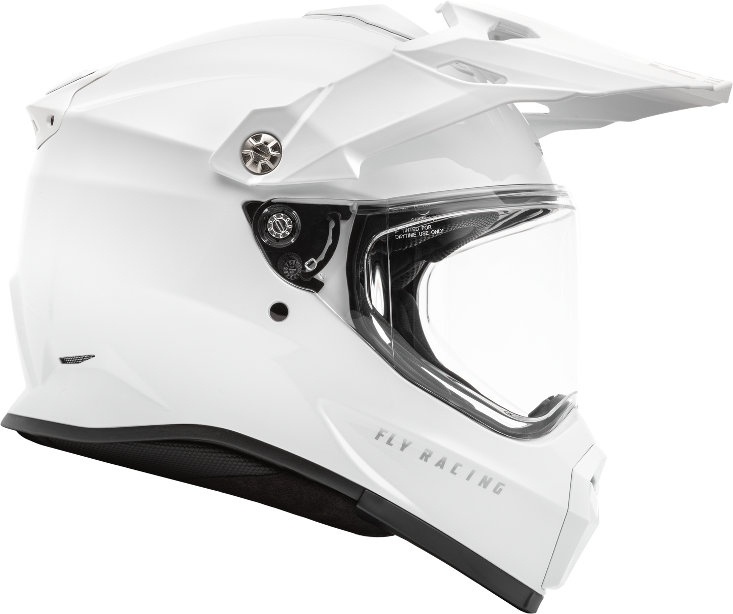 Fly Racing Trekker Solid Helmet White Medium - DOT & ECE Approved Motorcycle Helmet with Drop-Down Sunshade and Removable Interior