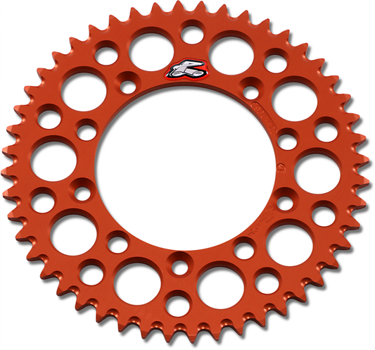 RENTHAL 192U-420-48GPOR Rear Aluminum Sprocket for Gas Gas, Husqvarna, KTM - 48 Tooth, Orange