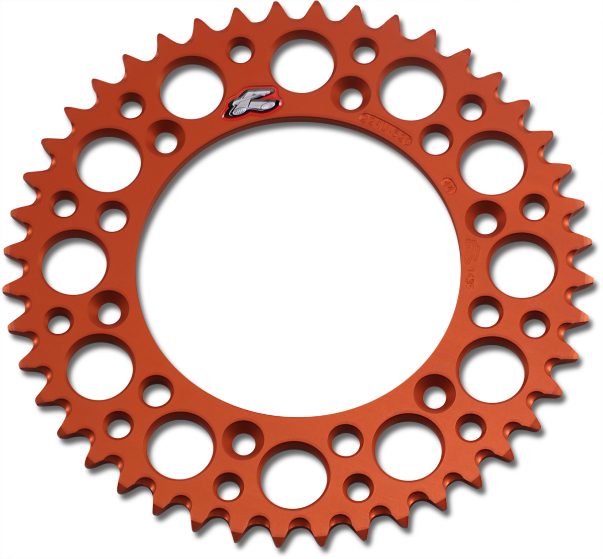 RENTHAL Rear Sprocket - Aluminum 44 Tooth - Orange, Part Number 224U-520-44GPOR