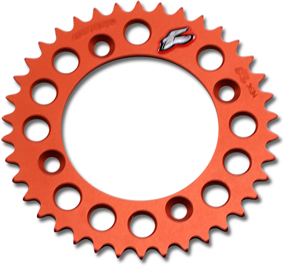 Renthal 38-Tooth Aluminum Rear Sprocket for Gas Gas, Husqvarna, KTM - Orange (Part #491-415-38P-OR)