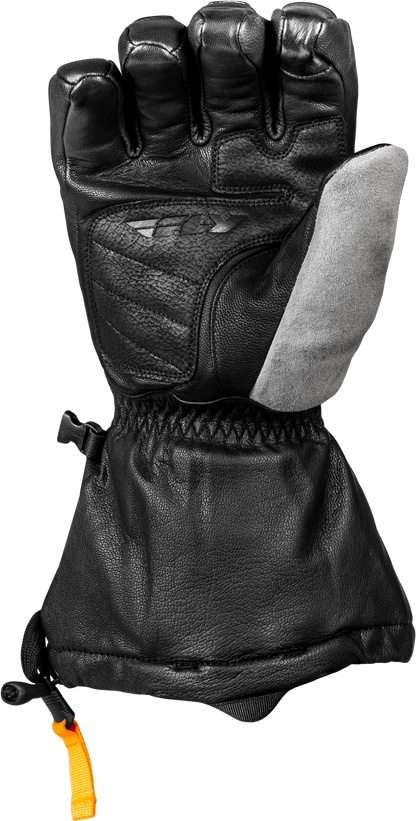 Fly Racing Glacier Gloves Black/Grey/Orange Large - Weatherproof Leather Gauntlet Riding Gloves