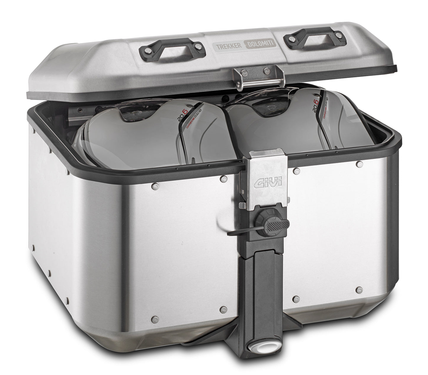 GIVI Dolomiti Monokey Top Case 46L Silver - Durable Motorcycle Luggage with Security Lock