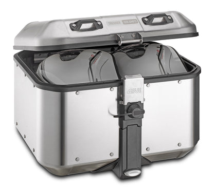 GIVI Dolomiti Monokey Top Case 46L Silver - Durable Motorcycle Luggage with Security Lock