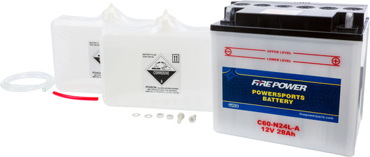Fire Power C60-N24L-A 12V Heavy Duty Car Battery with Acid Pack