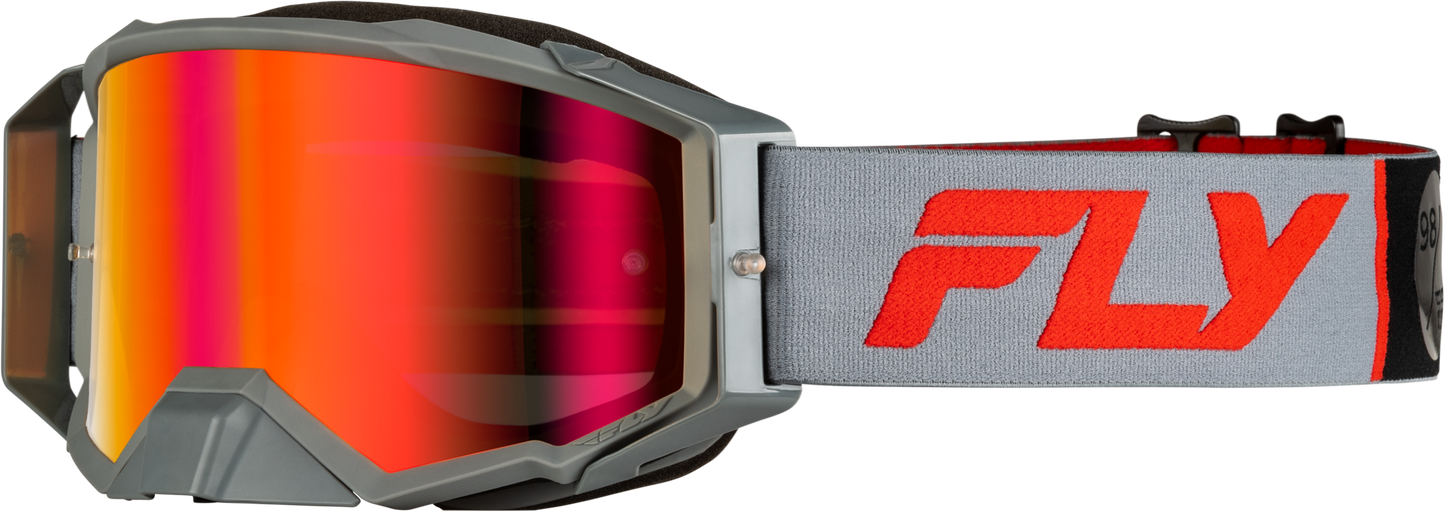 Fly Racing Zone Pro Goggle Grey/Red with Light Red Mirror and Amber Lens