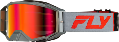Fly Racing Zone Pro Goggle Grey/Red with Light Red Mirror and Amber Lens