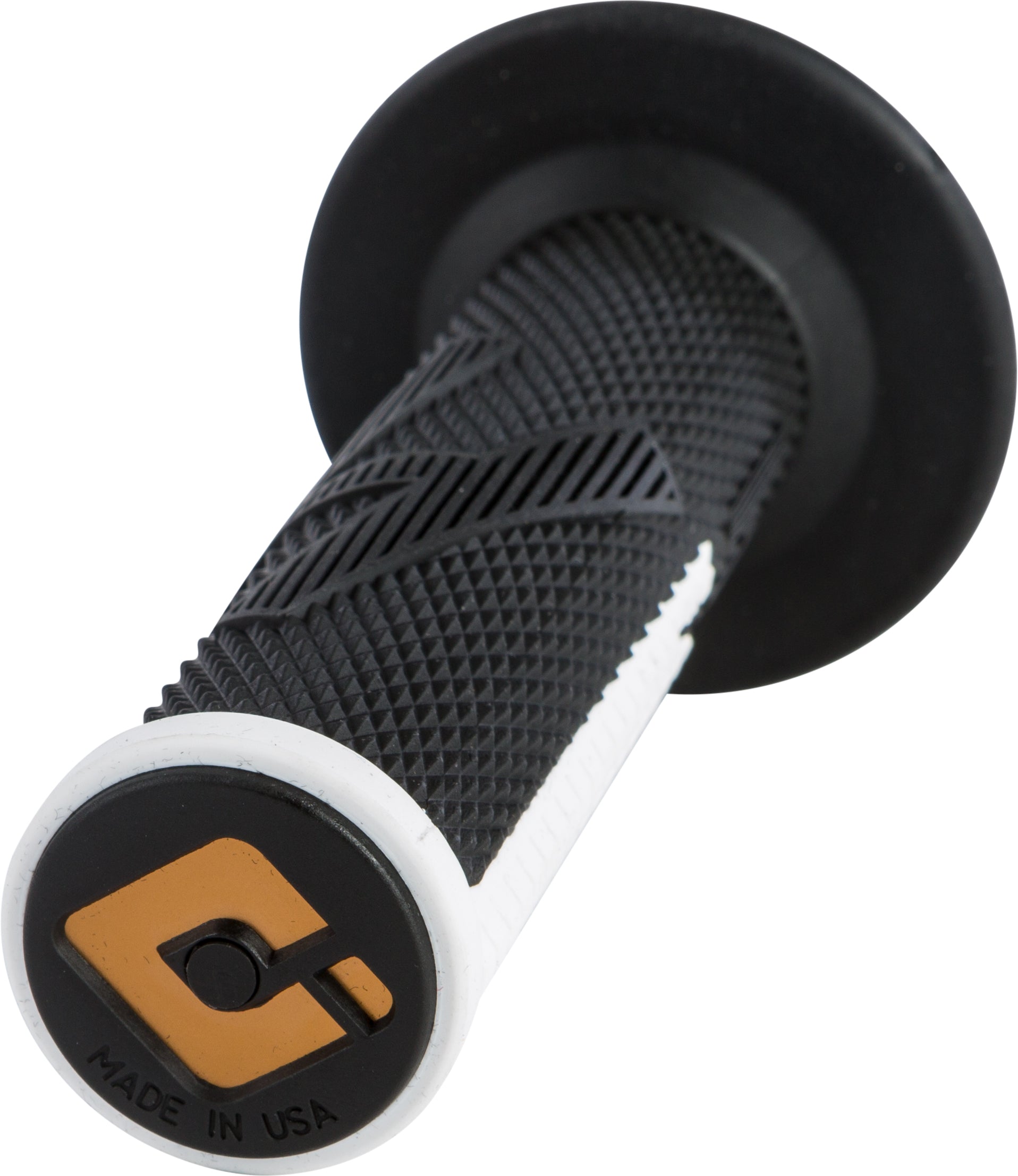 ODI Emig2 Pro V2 Lock-On Grip Black/White – Signature MX Handlebar Grip with Soft Compound and Aluminum Reinforced Ends