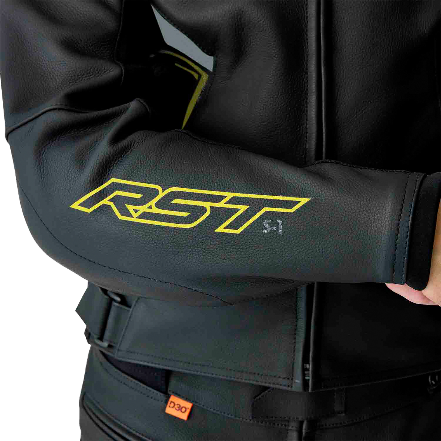 RST S1 D3o Leather Jacket Black/Grey/Fluorescent Yellow Small - Durable Motorcycle Gear