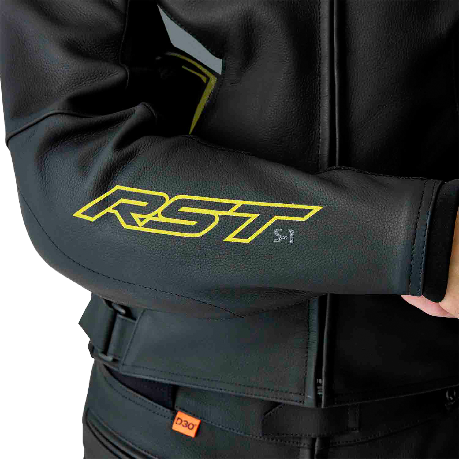 RST S1 D3o Leather Jacket Black/Grey/Fluorescent Yellow Small - Durable Motorcycle Gear
