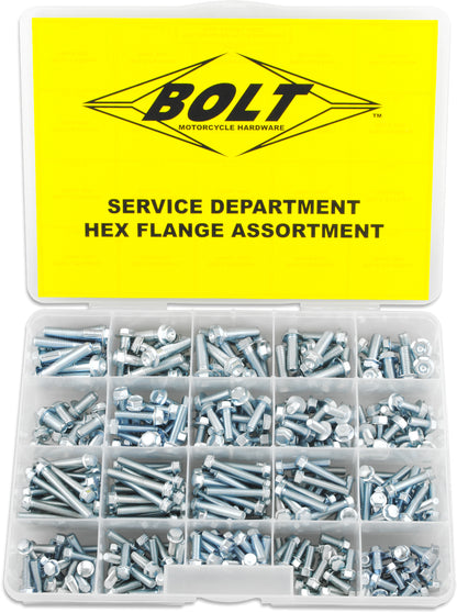 BOLT Service Department Flange Bolt Kit SVCFLANGE - 360 Pieces of M6 and M8 Hex Flange Bolts in Stackable Organizer