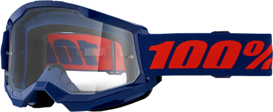 100-Percent Strata 2 Goggle Navy Clear Lens – Performance MTB and Trail Riding Eyewear