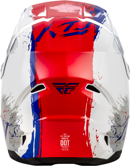 FLY Racing Youth Kinetic Drip Helmet Red/White/Blue YL - Lightweight Off-Road Motorcycle Helmet with Advanced Ventilation and Safety Features